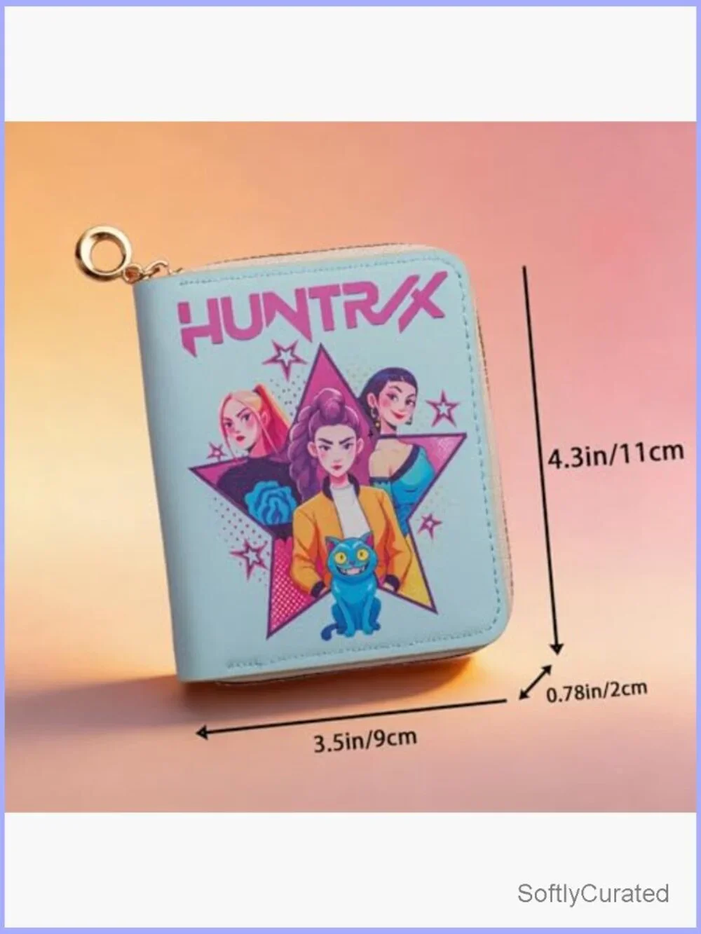 Cartoon small coin purse, kawaii card holder with zipper, cute mini wallet for